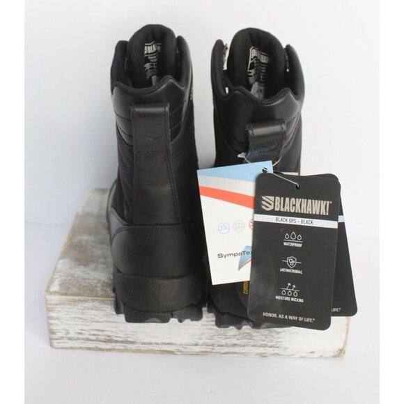 BLACKHAWK! Combat Boots Men's Size 5 Black Ops Leather Waterproof Cushioned - Picture 3 of 16